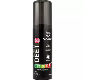 VACO Спрей від комарів/кліщів/мошок Strong DEET 50%, 80 мл