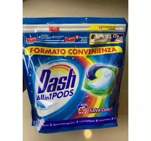 Капсули для прання кольорових речей Dash 3 in 1 Pods Salva Colore 40 шт Італія