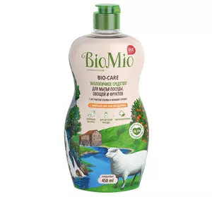 Антибактеріальний гіпоалергенний еко засіб для миття посуду, овочів та фруктів BioMio Bio-Care з ефірною олією мандарину концентрат 450 мл