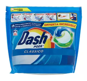 Dash гель-капсули для прання 3в1 Classico (universal), 64 шт.
