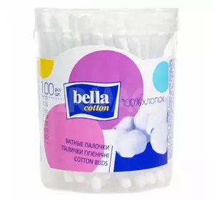 Ватні палички Bella Cotton (пластикова кругла коробка 100 шт.)