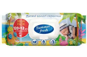 Влажные салфетки для детей Summer fresh с клапаном 120 шт