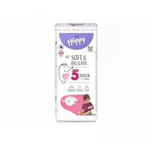 Підгузники дитячі Bella Baby HAPPY SOFT&DELICATE junior 11-18кг (5) 52шт. Підгузники дитячі Bella Baby HAPPY SOFT&DELICATE junior 11-18кг (5) 52шт.