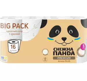 Туалетний папір Сніжна Панда Premium Aroma Plus 3 шари 16 шт Туалетний папір Сніжна Панда Premium Aroma Plus 3 шари 16 шт