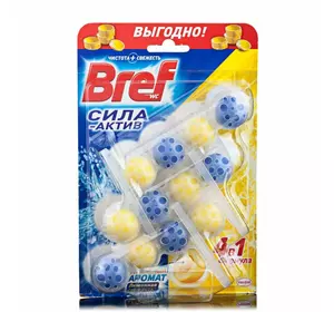 Засіб для чищення унітазу (туалетний блок) Bref POWER AKTIV (лимонна свіжість) 3*50 г Засіб для чищення унітазу (туалетний блок) Bref POWER AKTIV (лимонна свіжість) 3*50 г