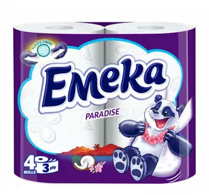 Тришаровий туалетний папір Emeka Paradise Райська свіжість 4 рулони Тришаровий туалетний папір Emeka Paradise Райська свіжість 4 рулони