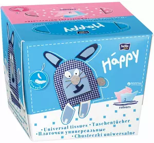 Хустинки паперові унiверсальні, двошарові, Bella Baby Happy 40+40 шт (заяць) Хустинки паперові унiверсальні, двошарові, Bella Baby Happy 40+40 шт (заяць)