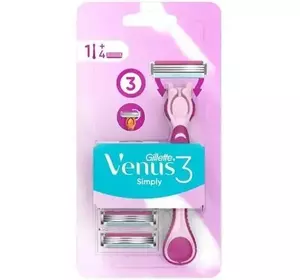 Станок для гоління Gillette Venus Simply Razor 3 з 4 змінними насадками Станок для гоління Gillette Venus Simply Razor 3 з 4 змінними насадками