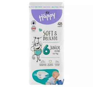 Підгузники дитячі Bella Baby HAPPY SOFT&DELICATE junior extra 15+кг (6) 48шт. Підгузники дитячі Bella Baby HAPPY SOFT&DELICATE junior extra 15+кг (6) 48шт.
