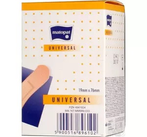 Пластирі медичні Matopat UNIVERSAL 19x76 100шт. Пластирі медичні Matopat UNIVERSAL 19x76 100шт.