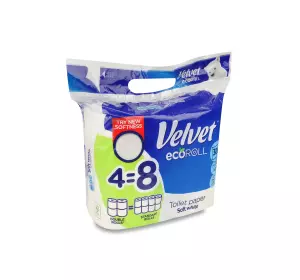 Папір туалетний 3-х шаровий Soft white Ecoroll Velvet 4шт Папір туалетний 3-х шаровий Soft white Ecoroll Velvet 4шт