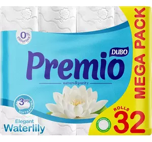 Туалетний папір Диво Premio Waterlily із зеленим профарбуванням 3 шари 32 рулони Туалетний папір Диво Premio Waterlily із зеленим профарбуванням 3 шари 32 рулони