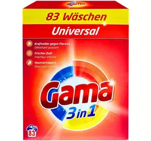 Пральний порошок Gama 3in1 Universal, коробка 83прання, 4,98 кг Пральний порошок Gama 3in1 Universal, коробка 83прання, 4,98 кг
