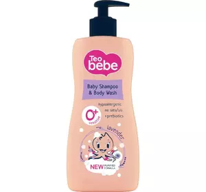 Дитячий шампунь і гель для душу TEO BEBE Lavender 0+ з дозатором, 400мл Дитячий шампунь і гель для душу TEO BEBE Lavender 0+ з дозатором, 400мл