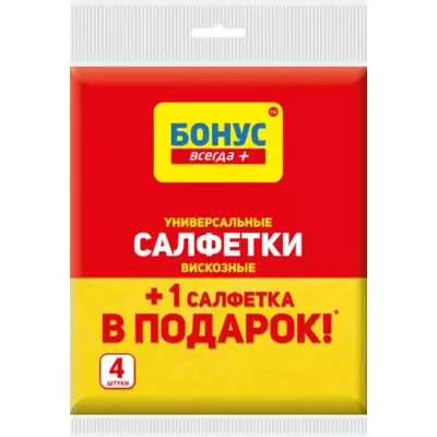Серветки Бонус універсальні віскозні 4 шт.