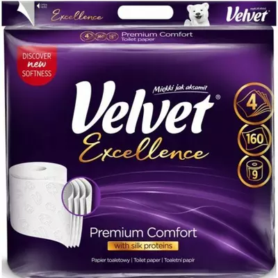 Туалетний папір Velvet Excellence Premium Comfort 4 шари 9 рулонів