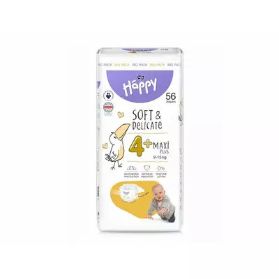 Підгузники дитячі Bella Baby HAPPY SOFT&DELICATE maxi plus 9-15кг (4+) 56шт.