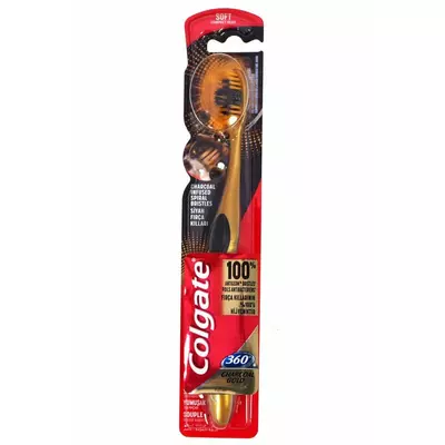 Зубна щітка COLGATE 360° CHARCOAL GOLD SOFT (золота з деревним вугіллям, мяка)