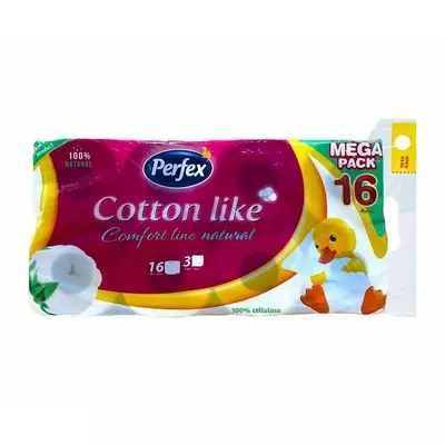 Папір туалетний Perfex Cotton Comfort Line тришаровий 16 шт.
