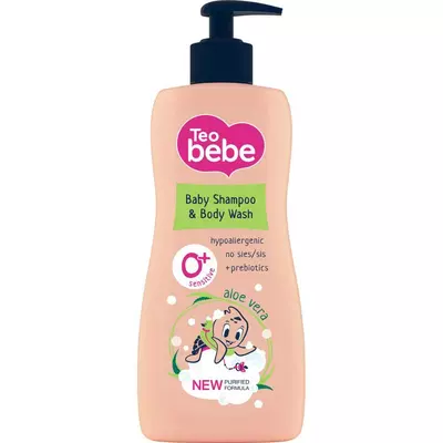 Дитячий шампунь і гель для душу TEO BEBE ALOE 0+ з дозатором, 400мл