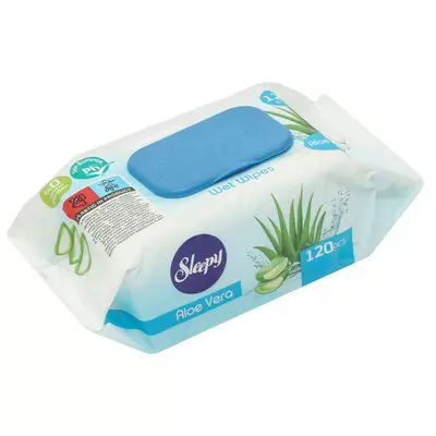 Вологі серветки Sleepy Aloe Vera з клапаном, 120 шт